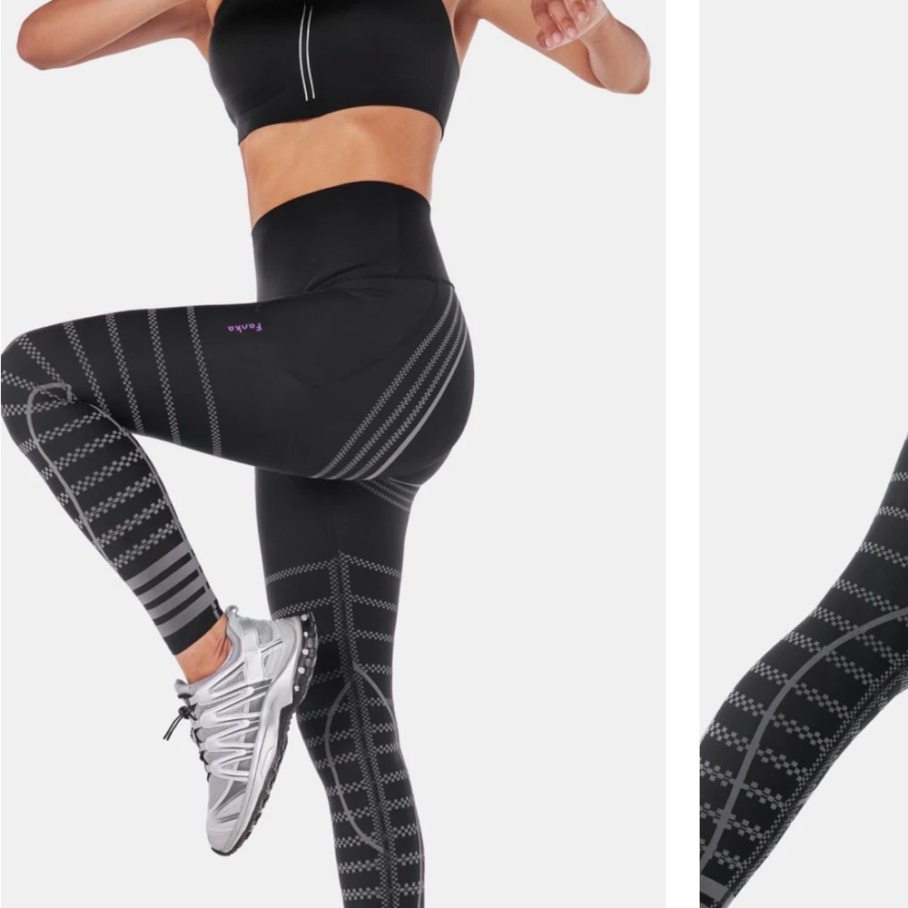 Fanka Black Patterned Leggings with side pockets